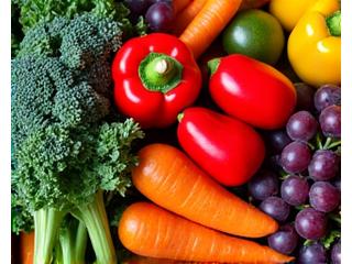 Colourful fresh fruits and vegetables