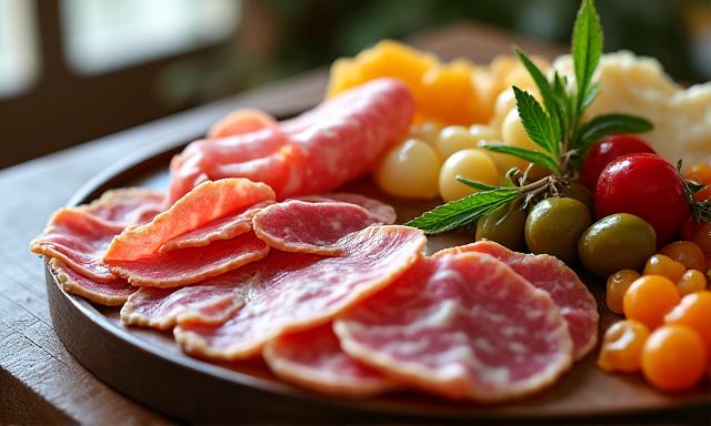 Assortment of sliced deli meats and cheeses