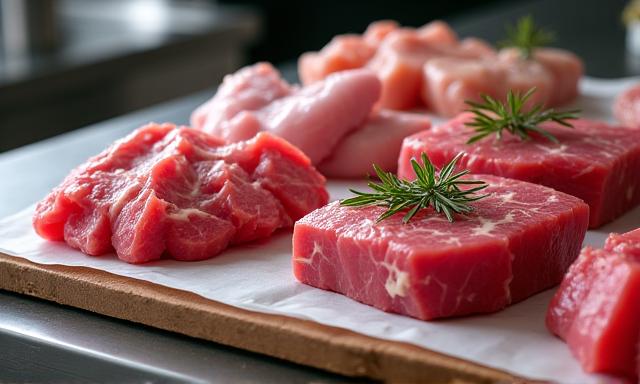 Selection of fresh cuts of meat and chicken